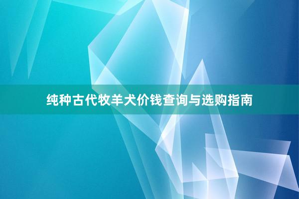 纯种古代牧羊犬价钱查询与选购指南